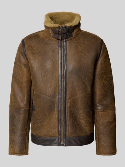 Strellson Regular fit leren jack van echte lamswol, model 'SHELTER' Cognac - 2