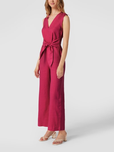 Mango Jumpsuit aus Leinen Fuchsia 4