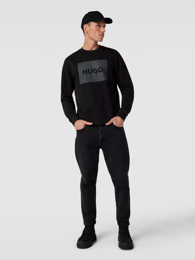 HUGO Sweatshirt mit Label-Print Modell 'DURAGOL' Black 1