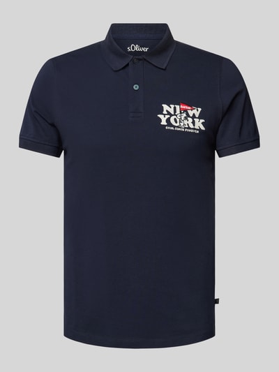 s.Oliver RED LABEL Regular Fit Poloshirt aus Baumwollpiqué mit Peanuts®-Motiv Marine 2