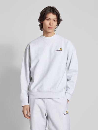 Carhartt Work In Progress Sweatshirt mit Label-Stitching Offwhite Melange 4