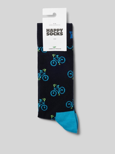 Happy Socks Socken mit Label-Stitching Modell 'Bike' Marine 3