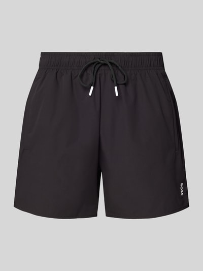 BOSS Regular Fit Badeshorts mit Label-Print Black 1