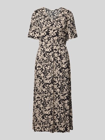 Produktfoto, Tailliertes Freizeitkleid aus reiner Viskose von Marc O'Polo, schwarz-beige mit floralem Muster und weicher Stoffstruktur