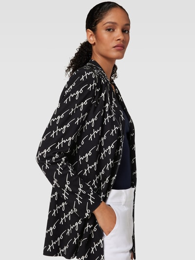 HUGO Blazer met all-over labelprint, model 'Anibi' Zwart - 3