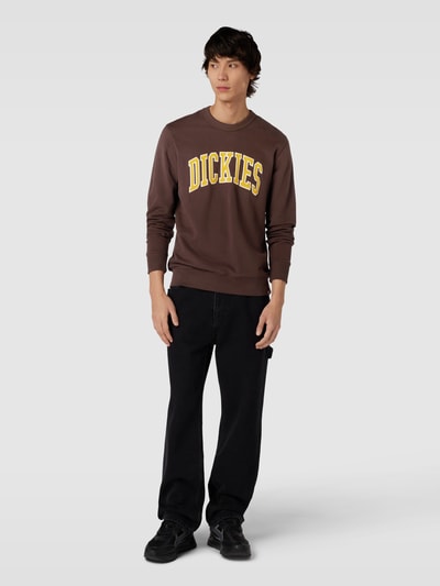 Dickies Sweatshirt met labelstitching, model 'AITKIN' Donkerbruin - 1