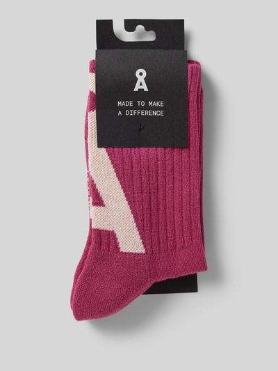 Armedangels Socken mit Label-Print Modell 'SAAMUS' Pink 3