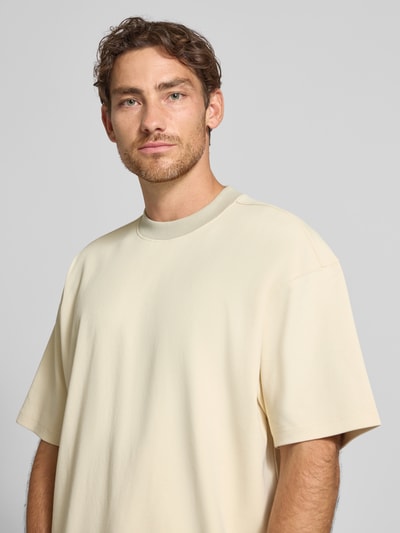 BOSS Orange Regular fit T-shirt van katoenmix Ecru - 3