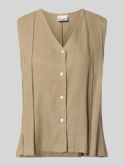 Produktfoto, Weste aus Leinen-Viskose-Mix Modell 'LINNO' von ICHI in Beige, Regular Fit, V-Ausschnitt, Knopfleiste, strukturierte Oberfläche