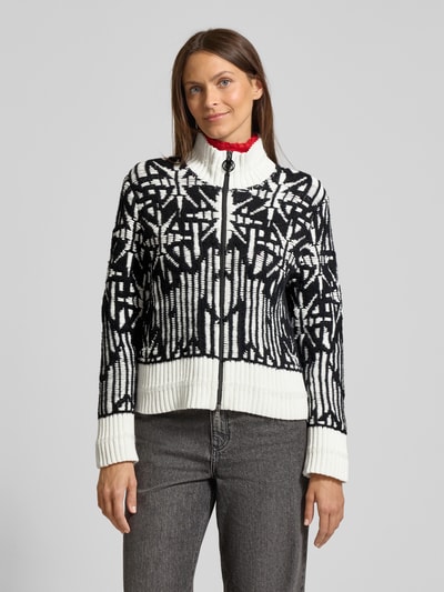 Marc Cain Kurtka z dzianiny z dodatkiem żywej wełny i stójką Czarny 4