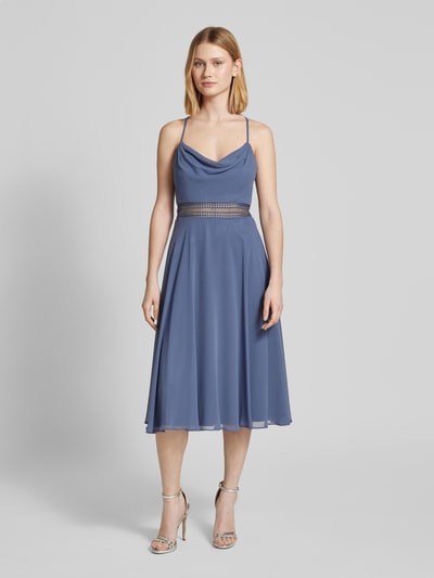 V.M. Cocktailkleid mit Wasserfall-Ausschnitt Hellblau 4