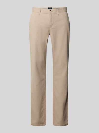 Produktfoto, Kleingemusterte Hose mit Gesäßtaschen von MCNEAL aus Baumwoll-Elasthan-Mix, Slim-Fit, beige, glatte Textur, Herren HOSE