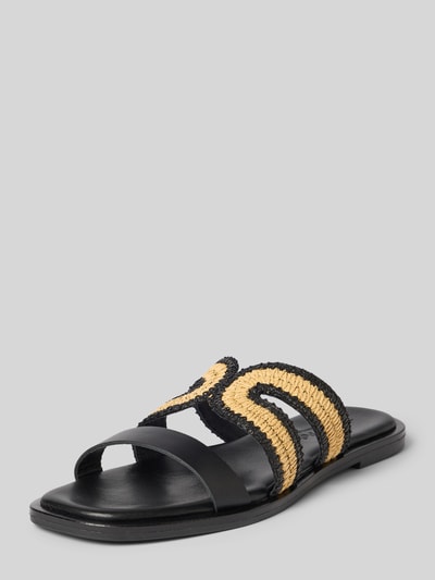 Marc O'Polo Slippers met detail van raffiabast Zwart - 1