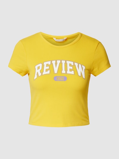 Review T-shirt krótki z nadrukiem w stylu college REVIEW Żółty 2