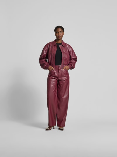 ROTATE Regular Fit Bomberjacke in Leder-Optik Bordeaux 1