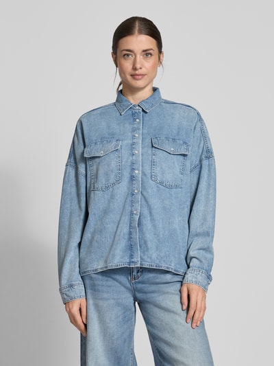 Mustang Overhemdblouse met drukknoopsluiting, model 'Ruby' Jeansblauw - 4