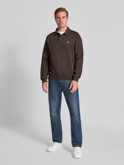 Lacoste Regular Fit Sweatshirt aus reiner Baumwolle Dunkelbraun 1