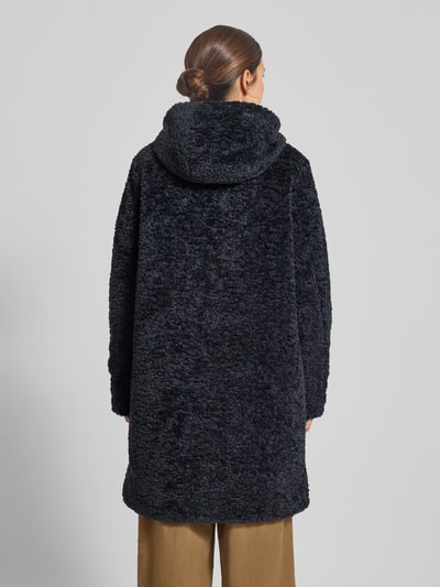 camel active Mantel aus Teddyfell mit Kapuze und Zweiwege-Reißverschluss Dunkelblau 5