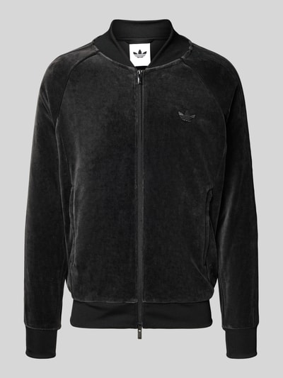 adidas Originals Bluza rozpinana z wyhaftowanym logo i zamkiem błyskawicznym dwustronnym Czarny 2