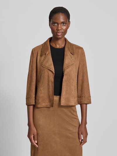 Betty Barclay Żakiet z imitacji skóry z nitami Koniakowy 4