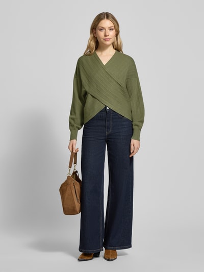 MSCH Copenhagen Strickpullover in Wickel-Optik Modell 'Zine Rachelle' Oliv 1