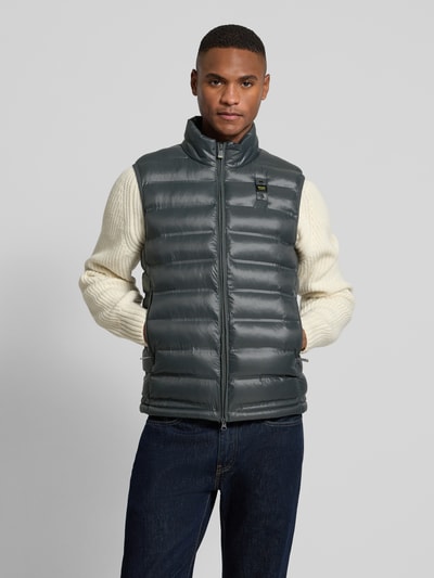 Blauer Usa Steppweste mit Stehkragen und Zweiwege-Reißverschluss Graphit 4