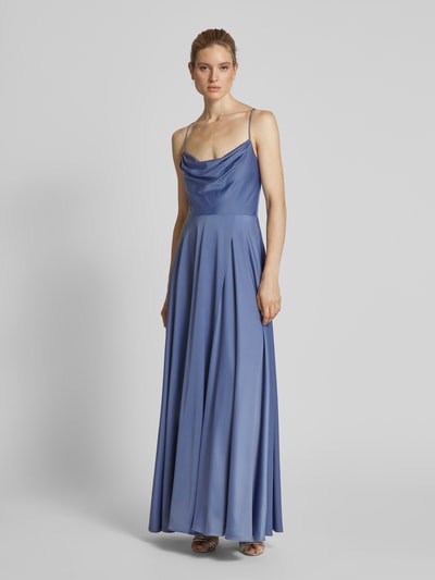 V.M. Abendkleid mit Wasserfall-Ausschnitt Hellblau 1