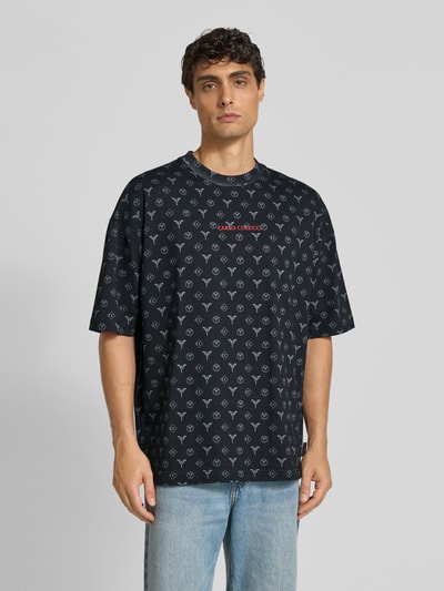 Carlo Colucci T-shirt o kroju oversized z wyhaftowanym logo Czarny 4