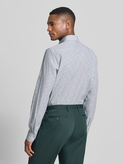 OLYMP Level 5 Slim Fit Business-Hemd im Allover-Look mit Kentkragen Gruen Melange 5