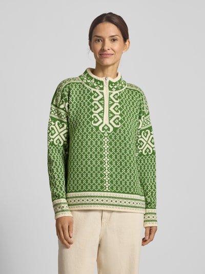 Dale of Norway Regular Fit Troyer aus reiner Wolle mit Reißverschluss Modell 'LEKNES' Gruen 4