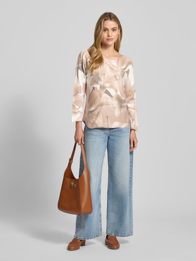 ZABAIONE Bluzka z mieszanki wiskozy z długim rękawem i okrągłym dekoltem Szarobrązowy 1