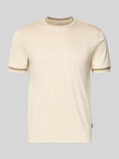 Produktfoto, unifarbenes Slim Fit T-Shirt aus reiner Baumwolle Modell 'TESSLER 202' von BOSS, Rundhalsausschnitt, kurze Ärmel, Label-Detail, sanfte Struktur