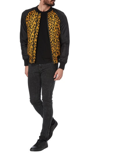 Tigha Bomber mit Leopardenmuster - wattiert Black 1