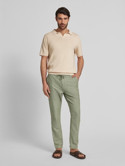 Scotch & Soda Tapered Fit Stoffhose aus Baumwoll-Leinen-Mix Modell 'Warren' Khaki 1