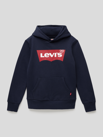 Levi’s® Kids Hoodie mit gerippten Abschlüssen Modell 'BATWING' Marine 1