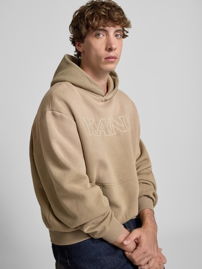 KARL KANI Regular fit hoodie met logostitching, model 'Retro' Middenbruin - 3