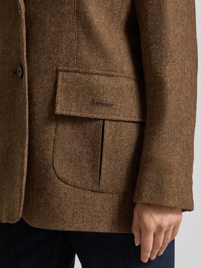 Barbour Długi żakiet o kroju shaped fit z czystej wełny model ‘ELM’ Koniakowy 3