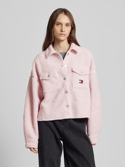 Tommy Jeans Relaxed Fit Hemdjacke aus Fleece Rosa 4