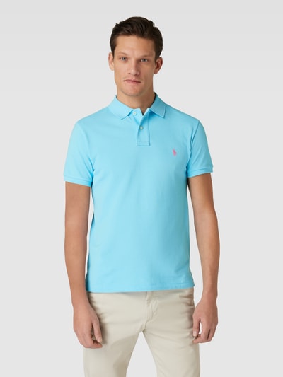 Polo Ralph Lauren Slim Fit Poloshirt mit Label-Stitching Tuerkis 4