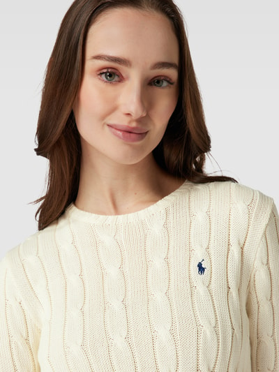 Polo Ralph Lauren Gebreide pullover met labelstitching, model 'JULIANNA' Beige - 3