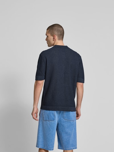 Wood Wood Relaxed Fit Poloshirt in Strick-Optik Blau 5