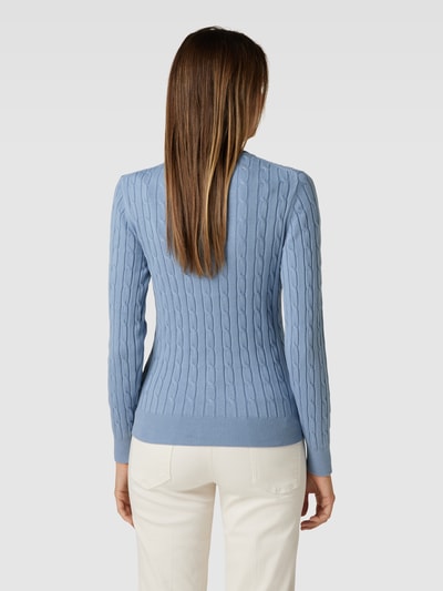 Gant Strickpullover mit Zopfmuster Rauchblau 5