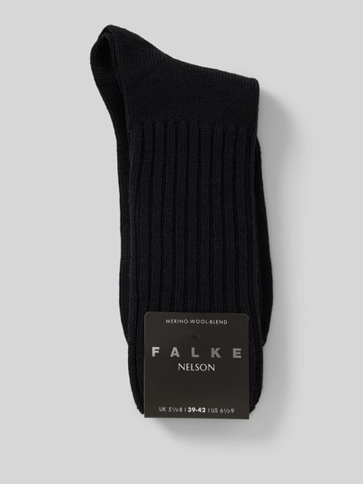 Falke Socken aus Schurwoll-Mix mit Label-Detail Modell 'Nelson' Black 3