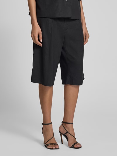 Gestuz Wide leg korte broek met bandplooien, model 'izza' Zwart - 4