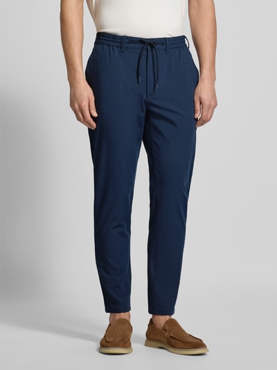 MCNEAL Tapered fit stoffen broek met elastische band Oceaanblauw - 4