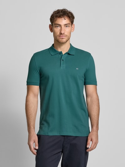 Christian Berg Men Koszulka polo z wyhaftowanym logo Metaliczny zielony 4