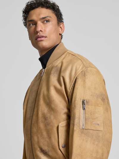 BOSS Orange Bomberjacke mit gerippten Abschlüssen Modell 'Jotaco' Camel 3