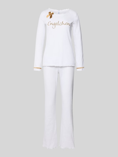 LOUIS & LOUISA Regular fit pyjama met sierstrik, model 'Engelchen' Wit - 1