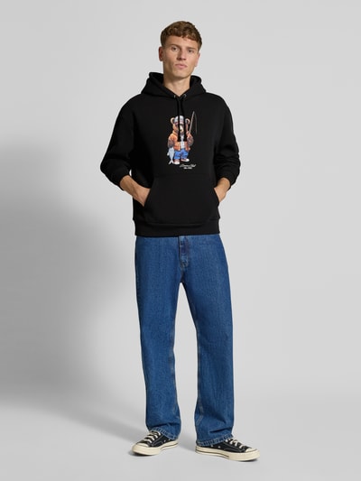 REVIEW Bluza z kapturem i kieszenią kangurką Czarny 1