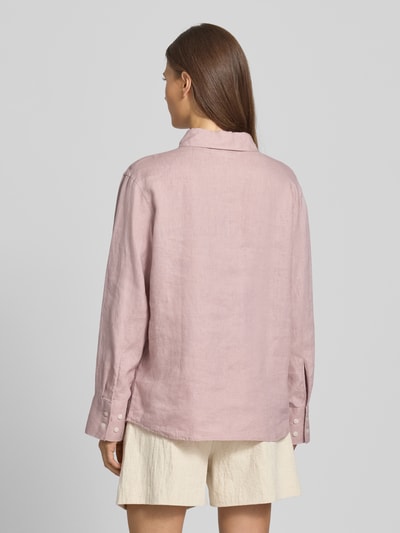 Samsøe Samsøe Regular Fit Leinenbluse mit Hemdblusenkragen Modell 'SANOT' Flieder 5